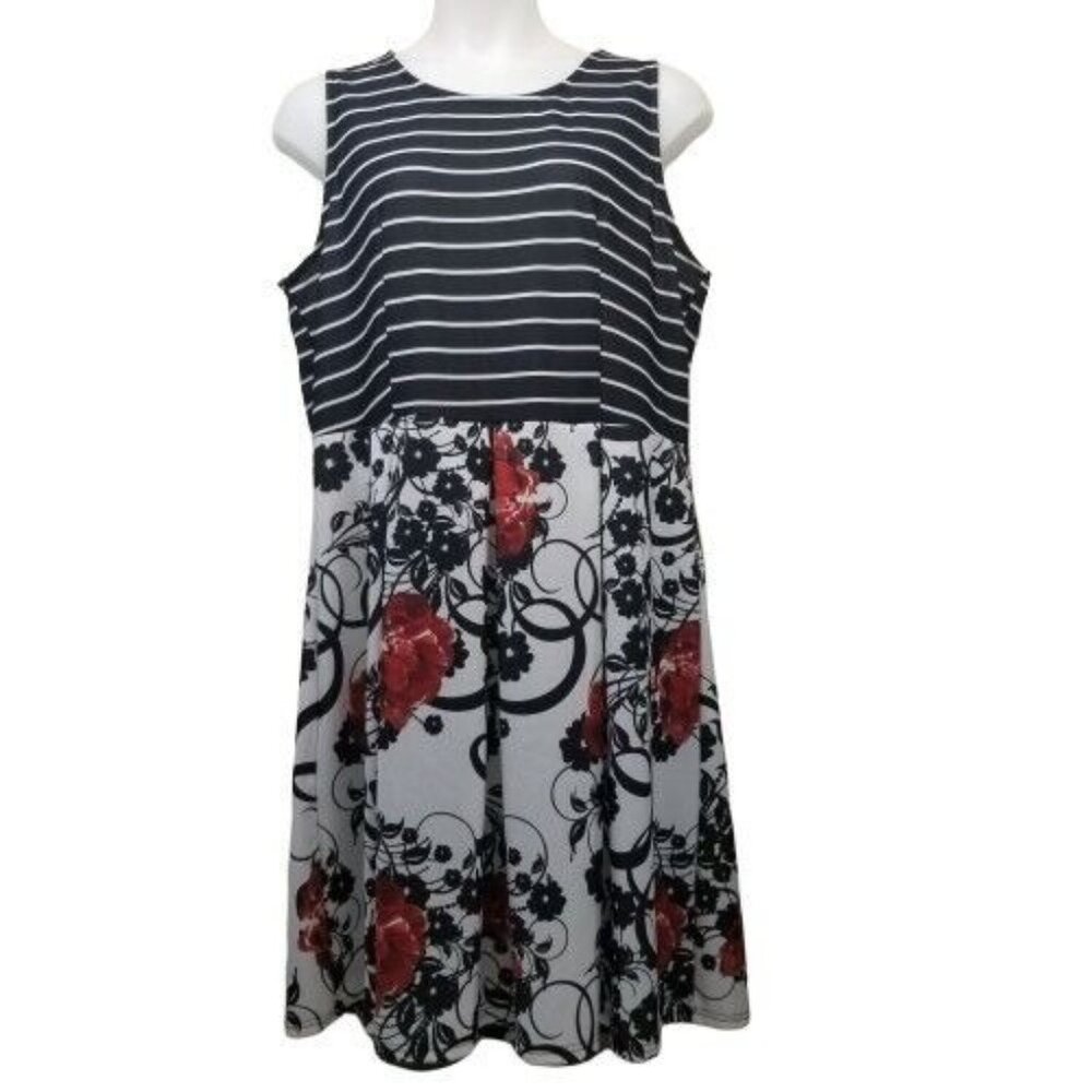 Lily Firmiana 2XL Floral Sleeveless Dress Striped Floral Whimsigoth Coquette